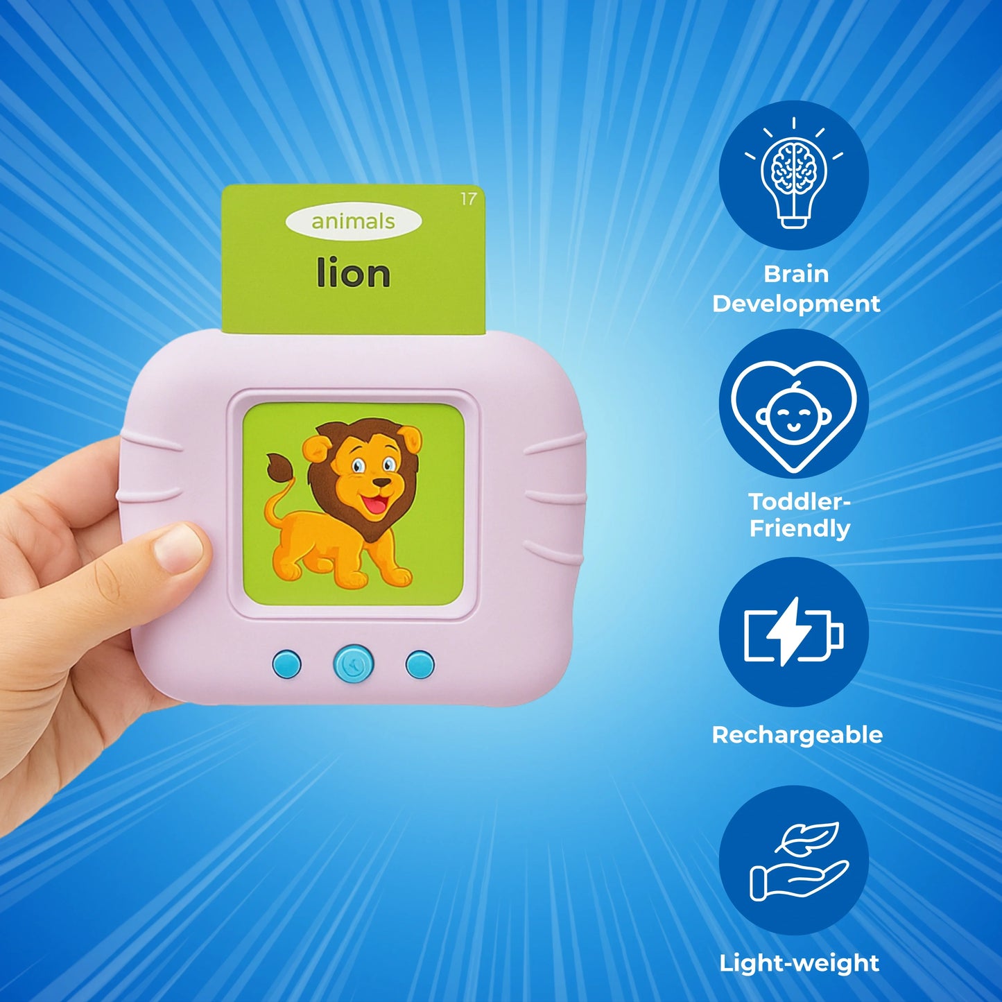 English Talking Flash Cards – USB Rechargeable Educational Toy for Toddlers & Kids | Early Learning & Language Development Cards for Preschool