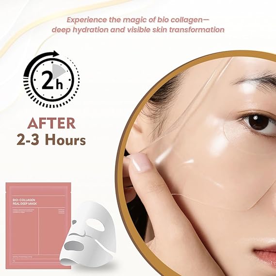 Bio-Collagen Real Deep Mask | Hydrating Overnight Hydrogel Mask | Pore Minimizing & Elasticity Boost | 34g (Pack of 1)