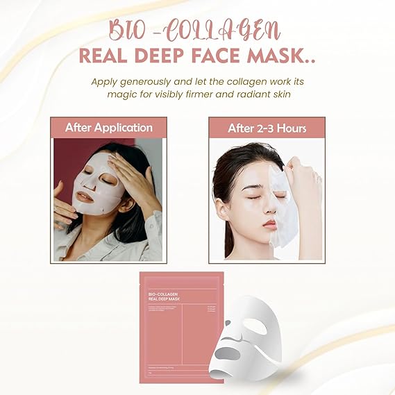Bio-Collagen Real Deep Mask | Hydrating Overnight Hydrogel Mask | Pore Minimizing & Elasticity Boost | 34g (Pack of 1)