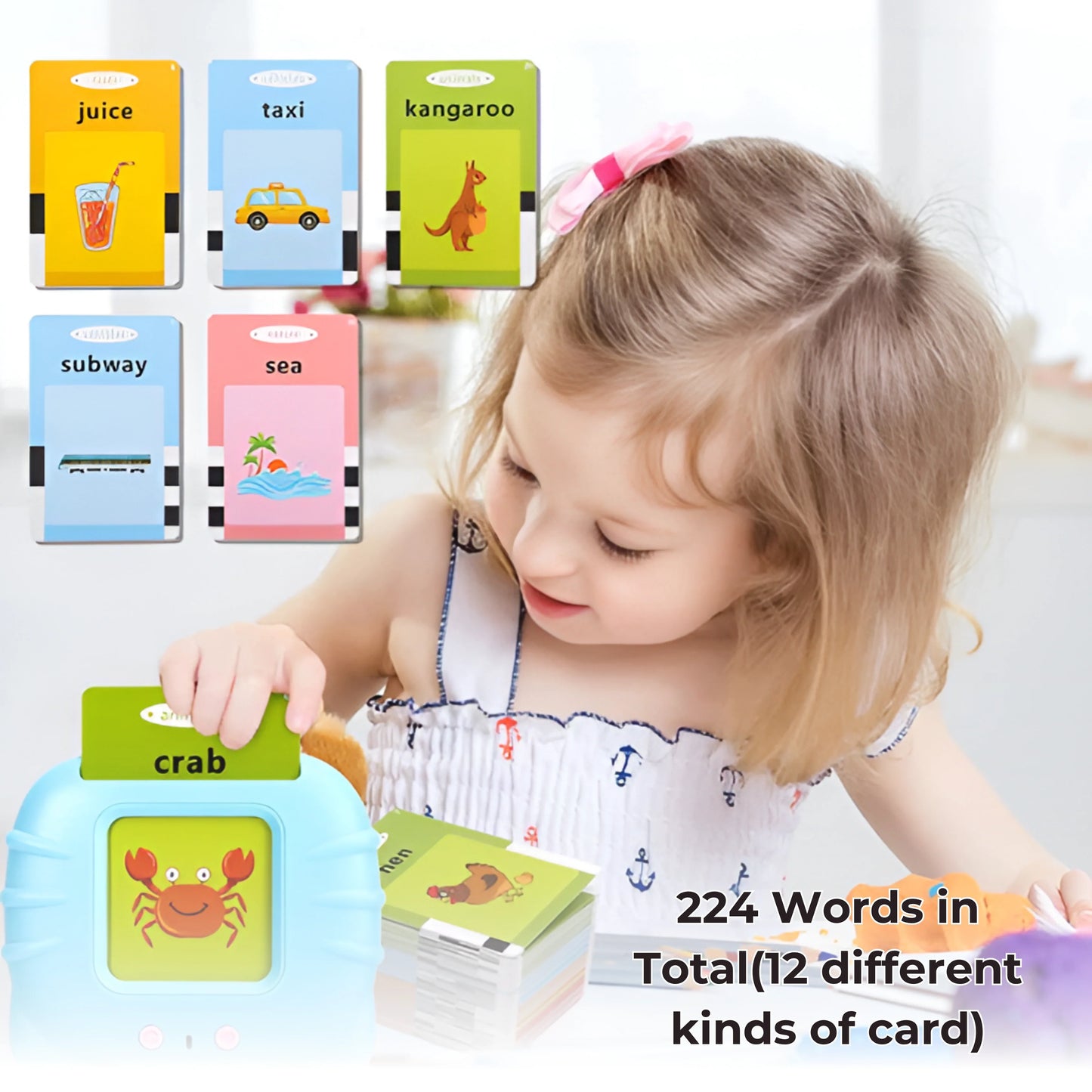 English Talking Flash Cards – USB Rechargeable Educational Toy for Toddlers & Kids | Early Learning & Language Development Cards for Preschool