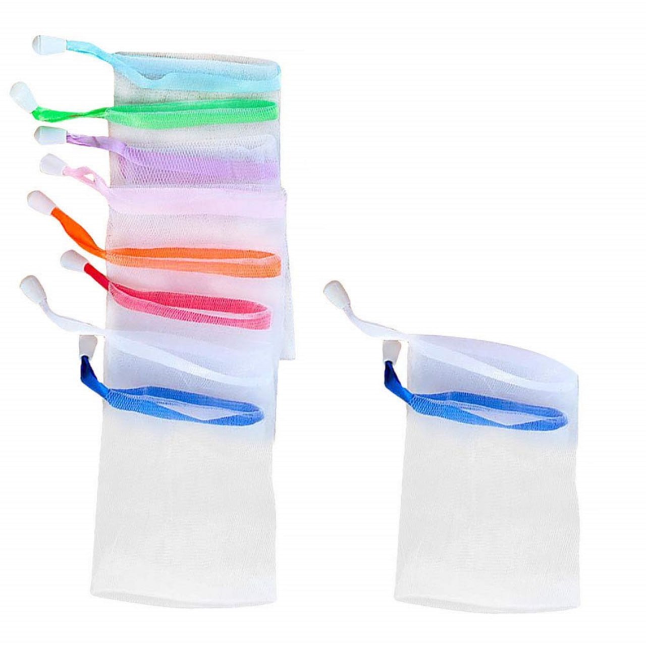 Double-Layer Soap Mesh Bag (6 Pcs) | Exfoliating Soap Saver Pouch with Drawstring