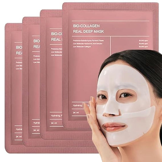 Bio-Collagen Real Deep Mask | Hydrating Overnight Hydrogel Mask | Pore Minimizing & Elasticity Boost | 34g (Pack of 1)