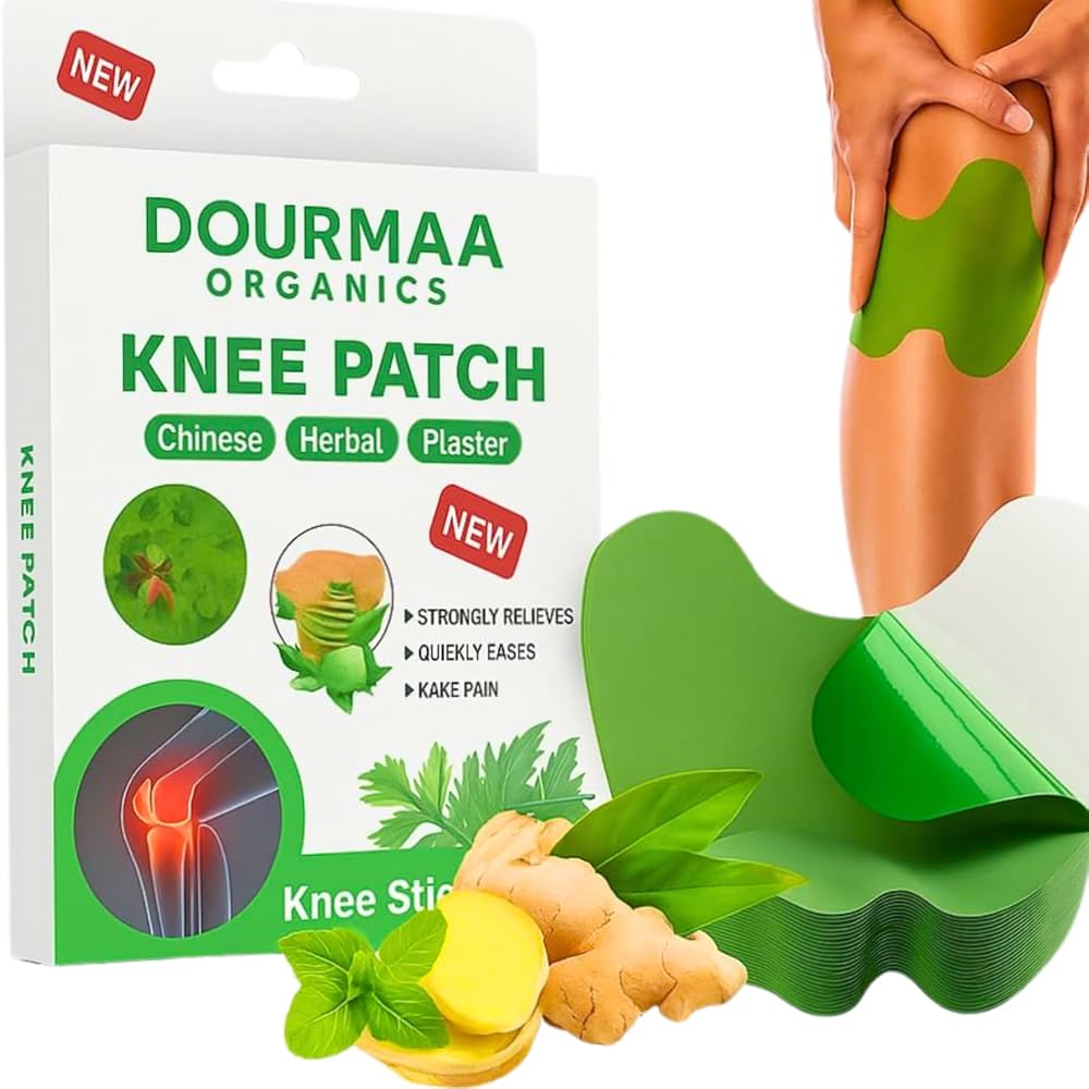 Natural Herbal Knee Pain Relief Patches (Pack of 10) | Self-Heating Wormwood Extract Moxibustion Patches for Joint & Muscle Pain Relief