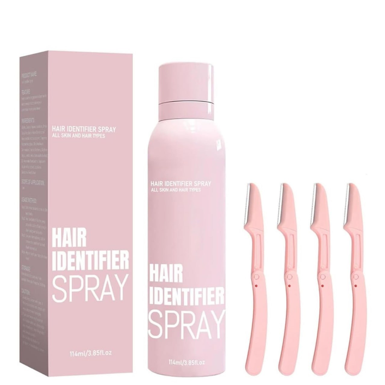 Hair Identifier Spray | Face Hair Removal & Dermaplaning Kit x 4Pcs Razor