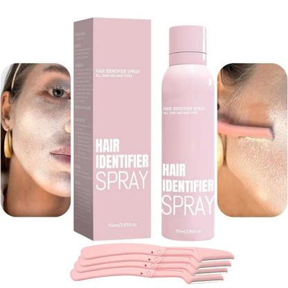 Hair Identifier Spray | Face Hair Removal & Dermaplaning Kit x 4Pcs Razor