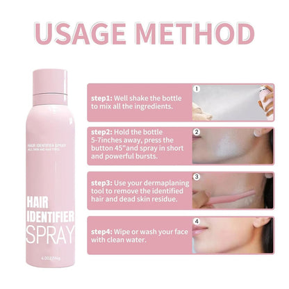 Hair Identifier Spray | Face Hair Removal & Dermaplaning Kit x 4Pcs Razor