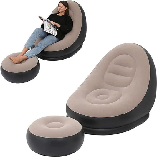 Inflatable Lounge Chair with Footrest | Portable Indoor & Outdoor Comfort | With Electric Pump