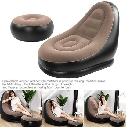 Inflatable Lounge Chair with Footrest | Portable Indoor & Outdoor Comfort | With Electric Pump