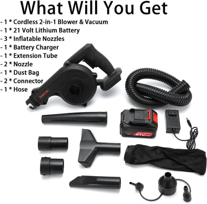 Cordless Mini Blower & Vacuum | 2-in-1 Portable Rechargeable Blower