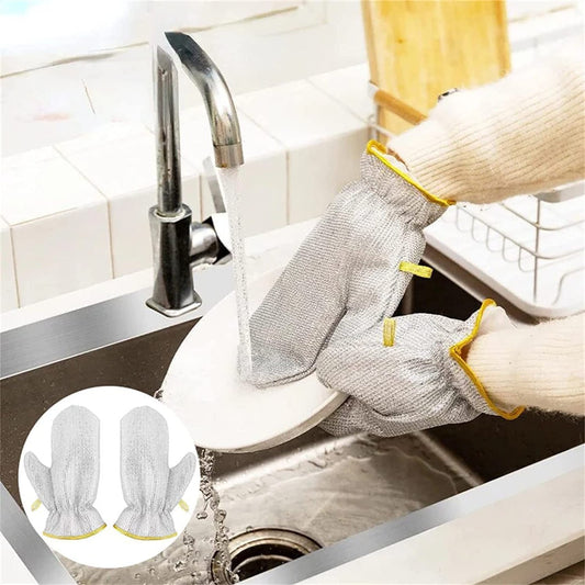 Reusable Wire Dishwashing Gloves | Durable Waterproof Kitchen Cleaning Gloves with Heat Insulation