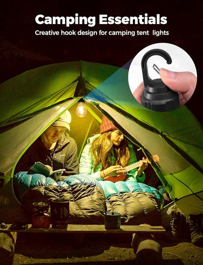 Unbreakable Hanging Clip Bulb | Rechargeable Emergency Light | 3-Mode LED Hanging Bulb | Dynamic Hook Bulb with USB-C Charging | Camping & Decorative Hanging Light