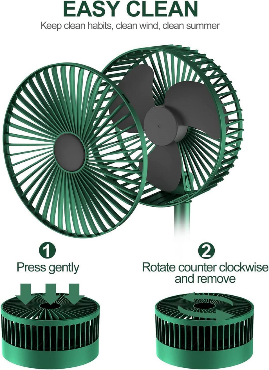 Rechargeable Telescopic Foldable Fan | Adjustable USB Charging Table Fan | Dynamic 3-Speed Portable Folding Fan | Telescopic Extendable Fan with 3 Wind Modes | Compact Desk & Floor Fan for Home & Office