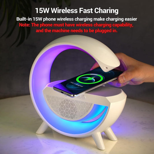 G-Shape LED Wireless Charging Speaker Lamp with Bluetooth