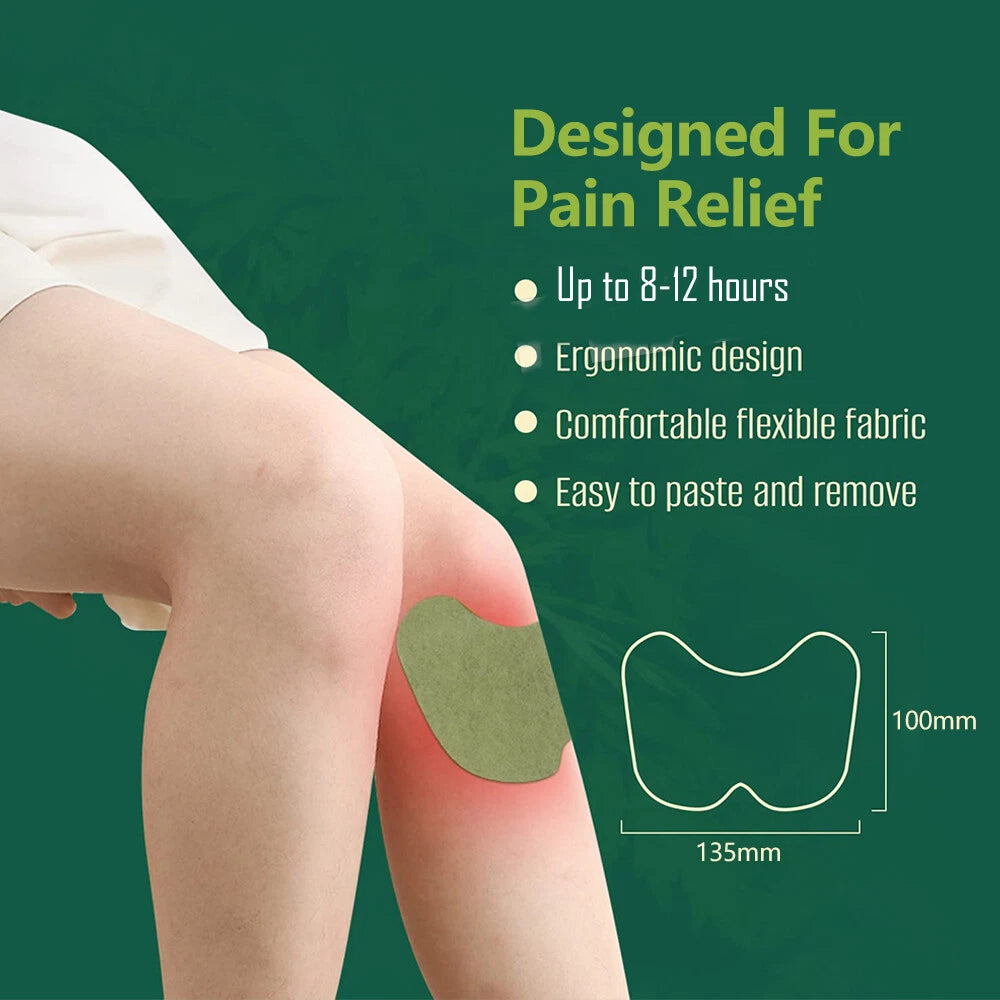 Natural Herbal Knee Pain Relief Patches (Pack of 10) | Self-Heating Wormwood Extract Moxibustion Patches for Joint & Muscle Pain Relief
